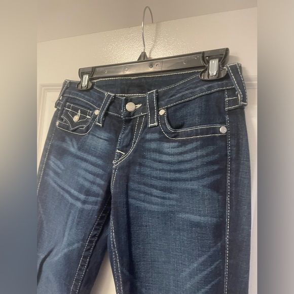 TRUE RELIGION WOMENS WORLD TOUR BECKY BOOTLEG JEANS W/ CRYSTAL BUTTONS SIZE 27 - Picture 7 of 16